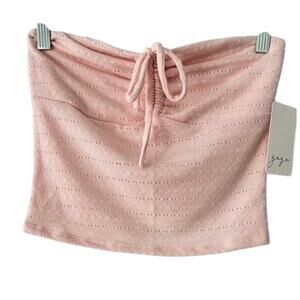 NWT - Adorable Gaze Blush Pink Eyelet Tube Top | Ruched Front Drawstring
